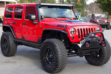 Custom 2016 Jeep Wrangler Rubicon Unlimited Firecracker Red - Rigid Industries D2 LED Pods