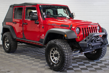 Pre-Owned 2009 Jeep Wrangler JK Unlimited Rubicon HEMI Soft Top Flame Red, 91k Miles