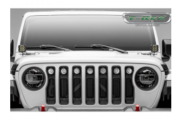 Jeep Wrangler JL T-REX Torch Stealth Series Grille-Black Powdercoat w/Black Studs and (7) 2" LED Lights