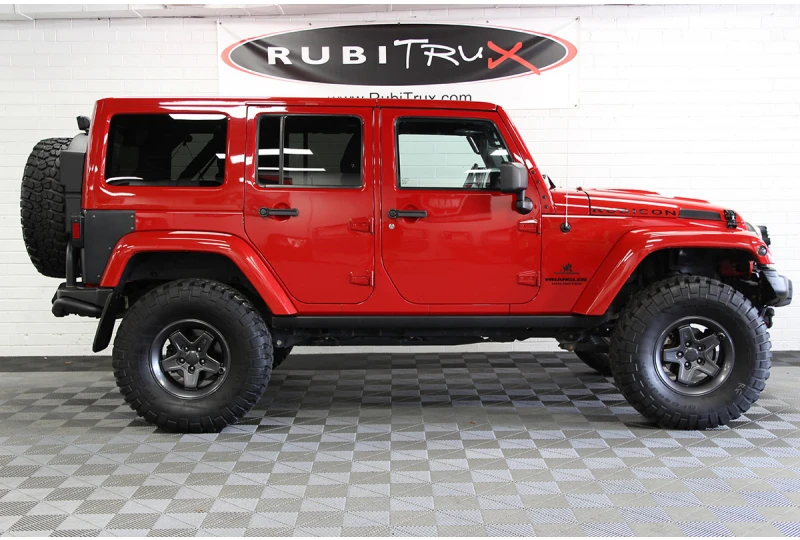 Custom Lifted Pre-Owned 2014 Jeep Wrangler Rubicon Unlimited HEMI AEV JK350 Flame  Red for Sale