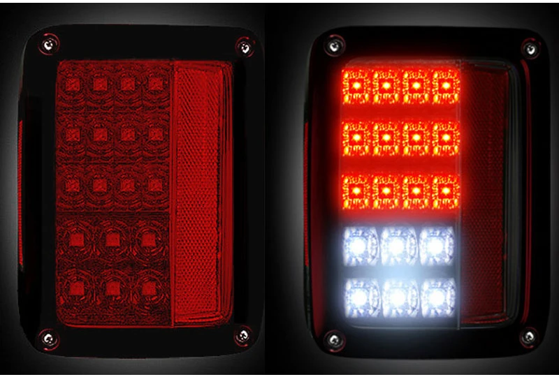 RECON 264234BK Smoked LED Tail Lights for Jeep Wrangler JK
