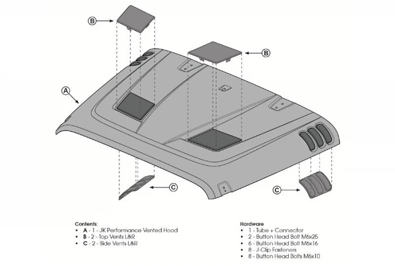 Rugged Ridge Performance Vented Hood