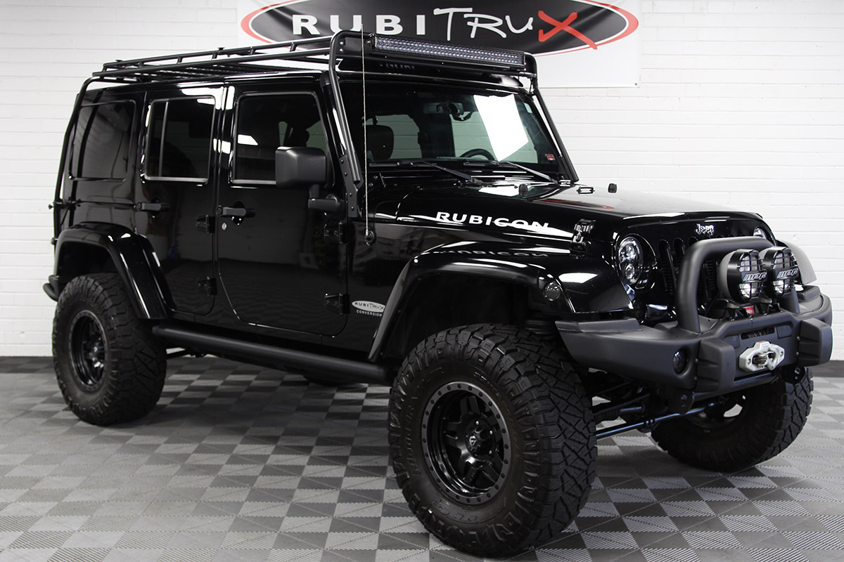 Custom Lifted Pre-Owned 2013 Jeep Wrangler Rubicon Unlimited Black for Sale